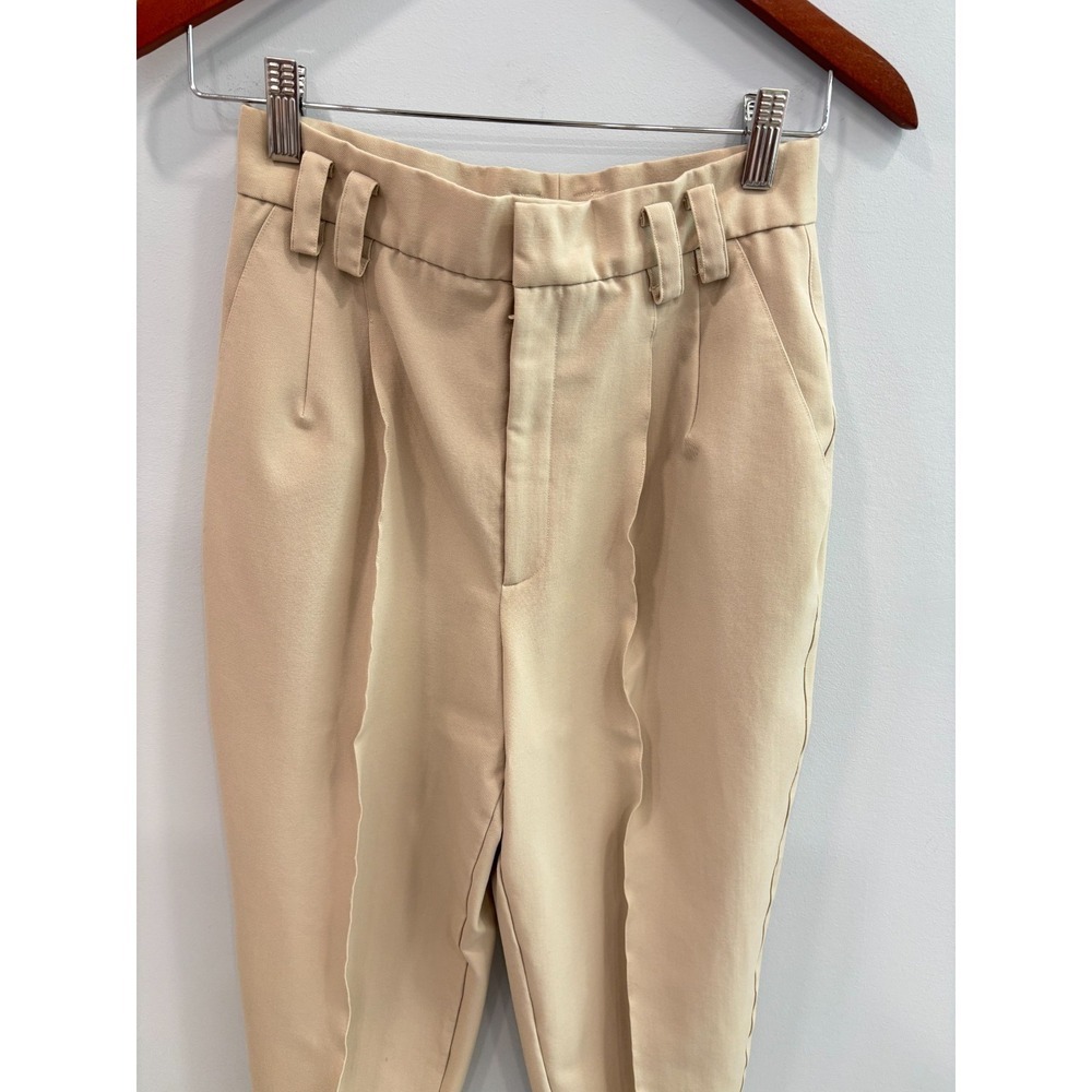 Womens Beige Wool Blend Dress Pants Size 6 High Rise Slim Ankle Career - Picture 2 of 11